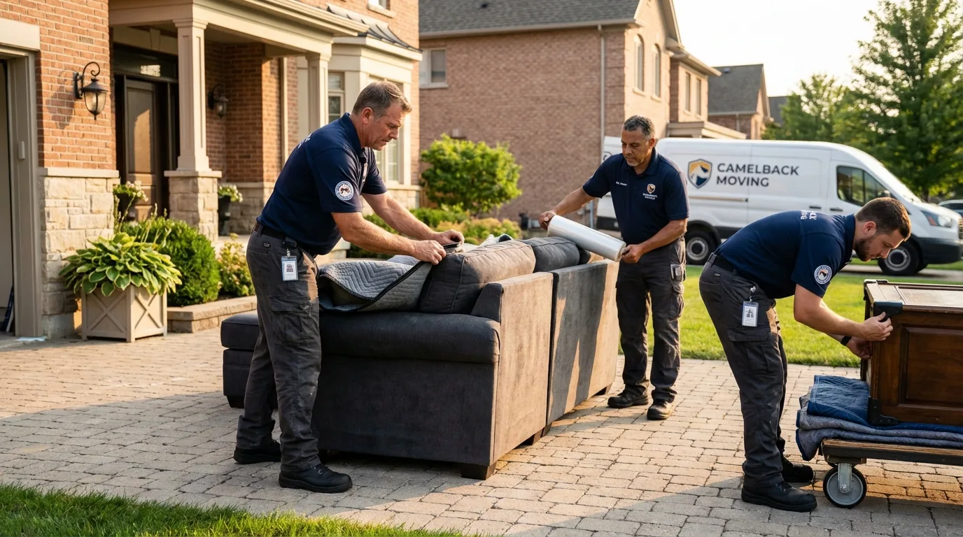 Large estate moving crew wrapping furniture in Bear Creek, AL
